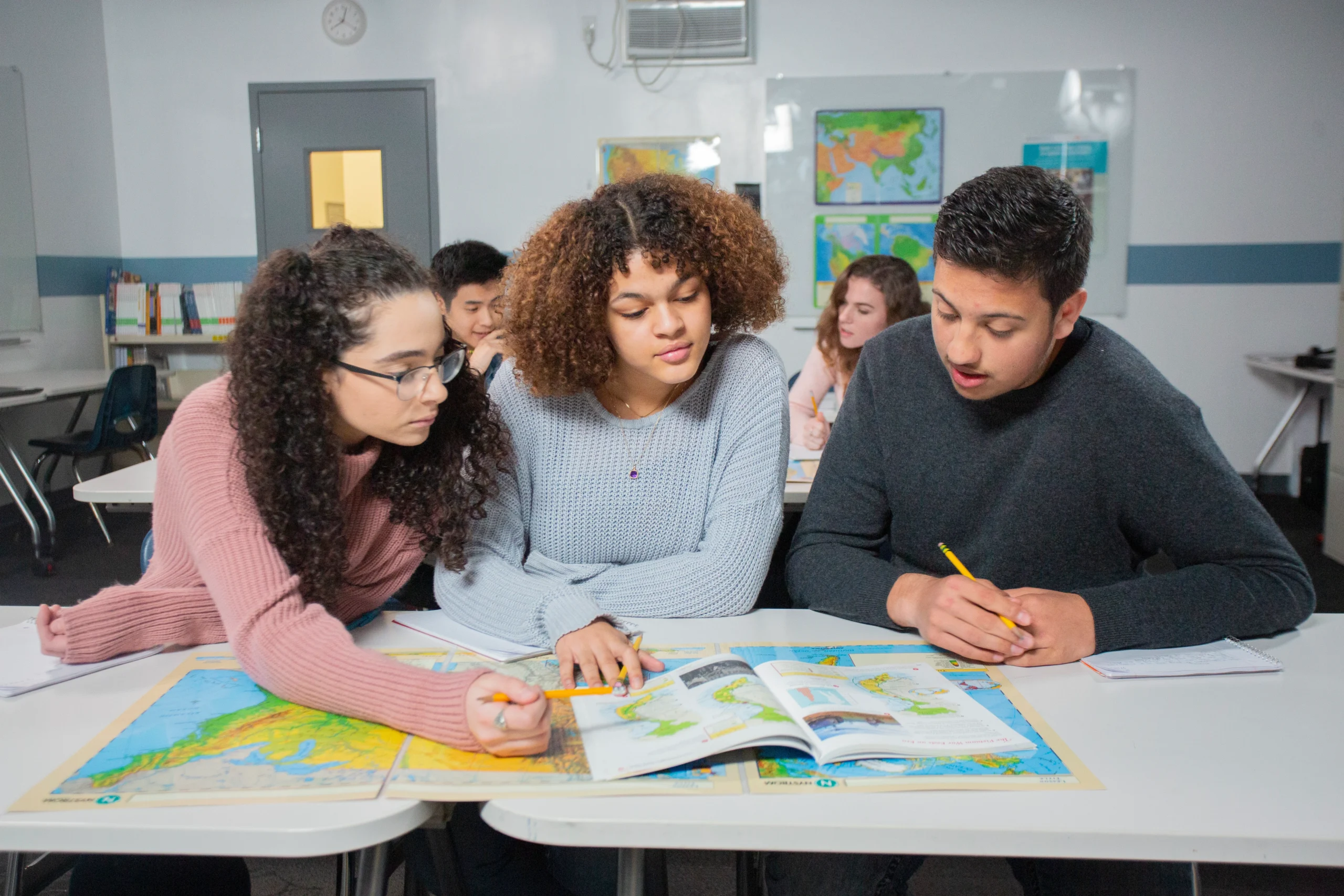 High school students engaged in classroom learning